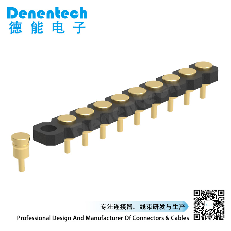 Denentech Gold Plated Electrical Contact 2.00MMH1.27MM single row female straight pogo pin connector 